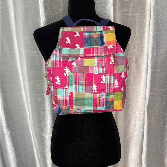 Disney Parks Bag Mickey Silhouette Pastel Patchwork Light Weight Backpack - Picture 1 of 12